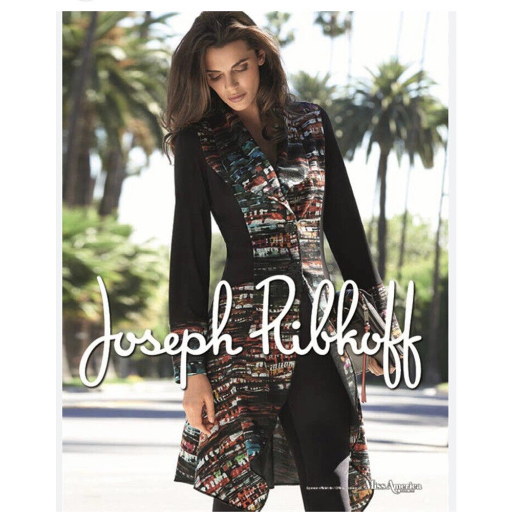 Joseph Ribkoff Long Cardigan Duster with Multicolor Print USA Size 8
